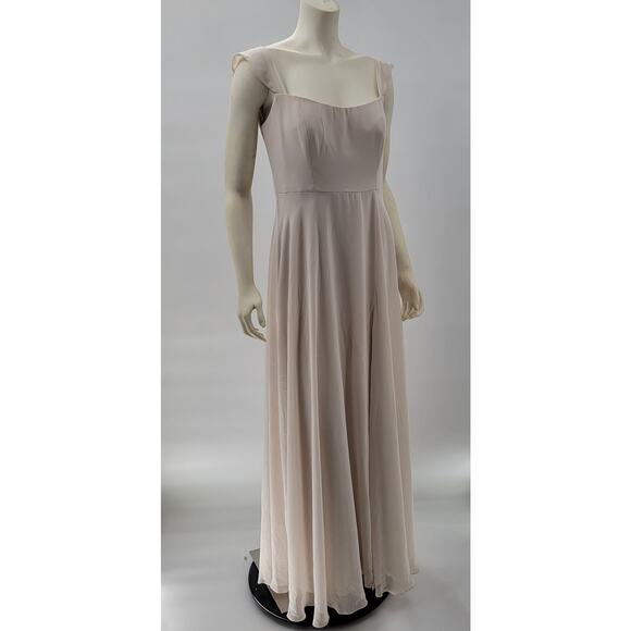 After Six Formal Dress Womens 10R Oat Chiffon Full Length Bridesmaid Evening - Picture 1 of 16